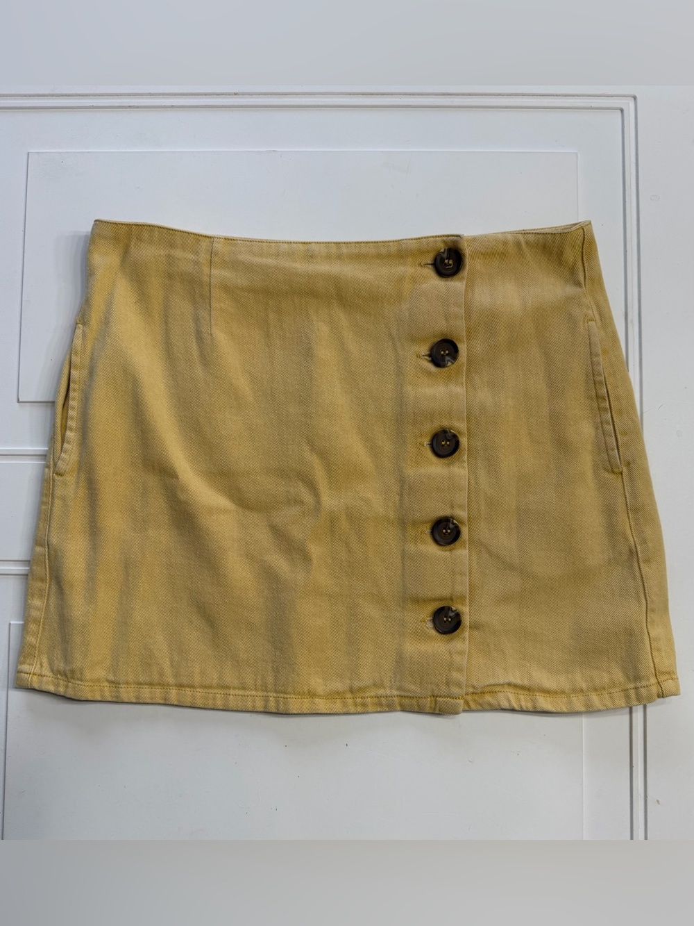 Chloe & Katie Women’s Sz XL Yellow 100% Cotton Button Up Mini Skirt